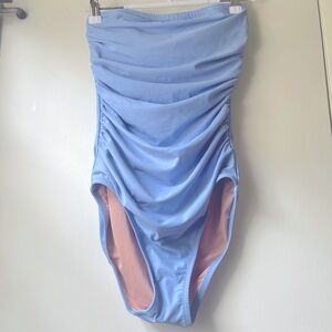 NWT J.Crew Ruched bandeau one-piece swimsuit light blue